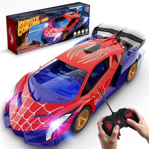Ferngesteuertes Auto mit Augenlichtern & Spinnennetz-Design, RC Auto Drift Car 1:18 Spielzeug ab 3 4 5 6 7 8 9 10 Jahre Junge Geschenk Junge Mädchen 3-12 Jahre Kinder Spiele geburtstagsgeschenk