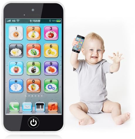 Aolso Telefon Spielzeug für Babys, Musik Handy Spielzeug, gefälschtes Telefon Spielzeug, Spielzeug Telefon für Jungen und Mädchen, Baby Spielzeug Geschenke, Kinder Lernen Mobiltelefon(Schwarz B)