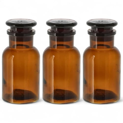 GMMH 3 x Apothekerflasche (500 ml) Weithalsflasche Apothekerglas Stopfenflasche Laborflasche Laborglas Rundschulterflasche Flaschen Apothekergläser Laborflaschen Laborgläser Rundschulterflaschen