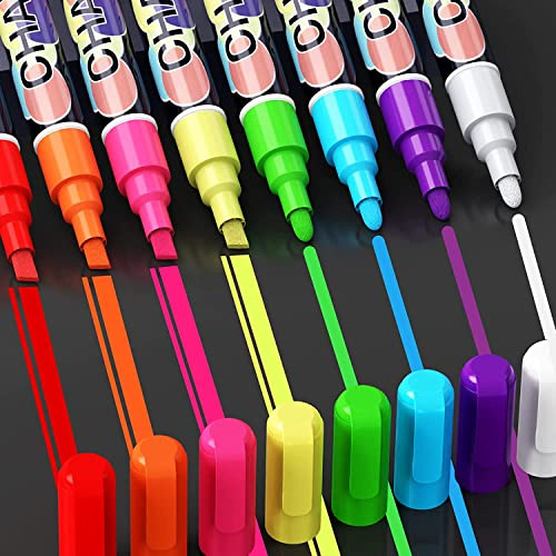 SAKEYR 8 Kreidestifte für Tefal Fenster Abwaschbar: 6mm Kreidemarker Folienstift Abwischbarerer,Neon Kreide Stift,Tafelstifte,Glasmalstifte,Chalk Markers,Fenstermalstifte Abwaschbar
