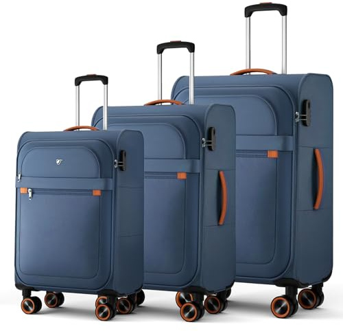 ABISTAB Stoff Koffer Set 3-teilig - Weichschalen Koffer Trolley - Reisekoffer mit 4 Rollen & Zahlenschloss - Handgepäck & große Koffer