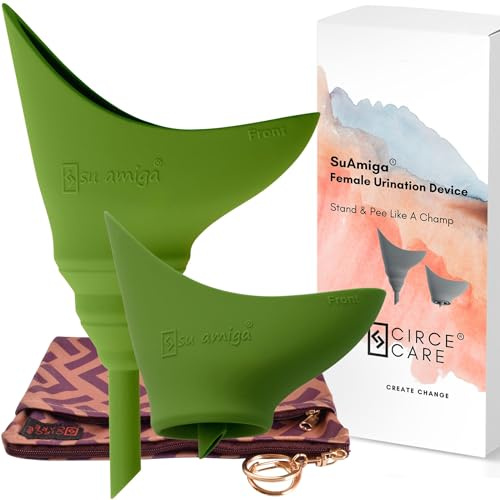 CIRCE CARE SuAmiga Faltbarer Urinella für Frauen, Stehen pinkelhilfe Trichter, Frauenurinal Unterwegs, Reise Wandern Gadgets Zubehör, Geschenke für Festival Camping, Outdoor mit wasserdichter Tasche