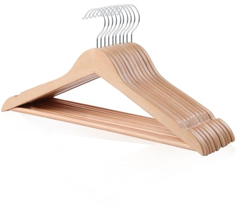 Amazon Basics Holz-Kleiderbügel für Anzüge, 44x22cm, Natürlich, 10er-Pack
