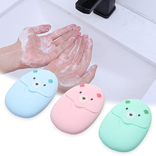 Jxuzh 3 Boxen Seife Papier Seifenblätter einweg seife papier seifenblätter reisen mini tragbar paper soap reisen seifenblätter kunststoffbox für Unterwegs Reisen Camp Outdoor Wandern 3 Farben