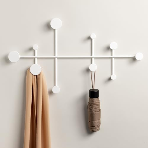 Kazai. Wandgarderobe 'Sval' | Minimalistische Kleiderhaken-Design aus Berlin | Moderne Garderobenleiste/Garderobenhaken aus Metall für die Wand | Weiß