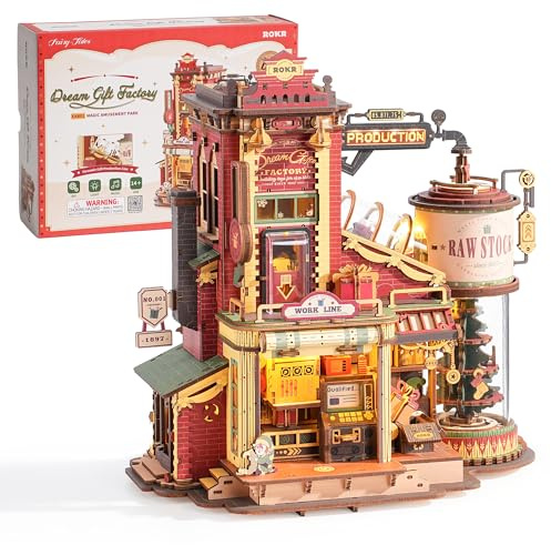 ROKR 3D Puzzle Holz Traum geschenkfabrik, 3D Holzpuzzle Erwachsene, EAB01 | Mechanisch Musik-Modellbausätze für Erwachsene, Dream Gift Factory