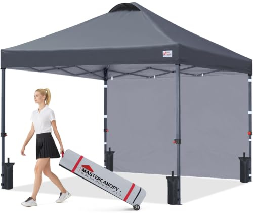 MASTERCANOPY Pop-up-Pavillon mit Belüftung & Seitenwand | Schnellaufbau, 3-Fach höhenverstellbar, UPF50+, wasserabweisend, inkl. Tragetasche, für Camping, Events, Garten, Markt
