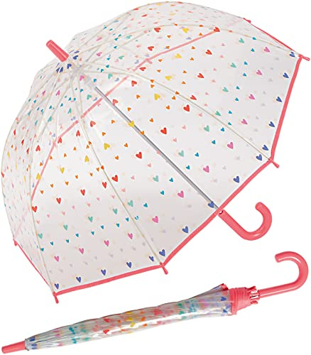 ESPRIT Kinder-Stockschirm Domeshape transparent - Kids Candy Hearts