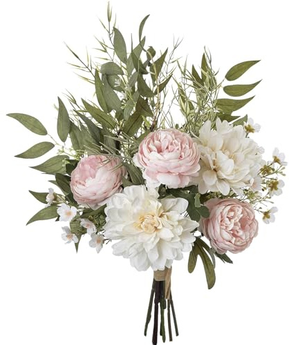 Weldomcor Kunstblumen Pfingstrose Künstliche Pflanzen Unechte Blumen Deko Seidenblumen Kunstblumenstrauß künstlich Blumenarrangements Hochzeit Zimmerdeko (Rosa Pfingstrose)