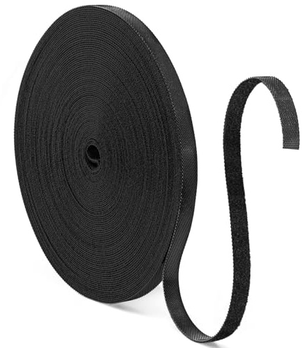20m Klettband, 10mm Breit Klett Kabelbinder Wiederverschließbar, Frei Zuschneidbar Klettband Kabelbinder Schwarz, Kabel Klettbänder für Garten Oficina Hogar Schnüre Schläuche Kabel Management usw