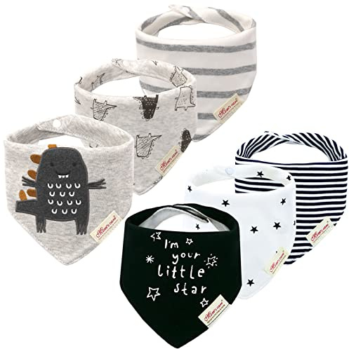 6 Pack Baby Dreieckstuch Babylätzchen Baumwolle Bandanas Einstellbar Spucktuch Super Saugfähig Halstücher 0-36 Monate, Mehrfarbig (F), 0-3 Jahre