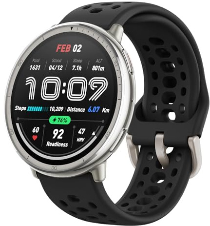 Amazfit Active 2 Smartwatch 44mm, GPS-Karten mit Richtung, Fitness-Tracker, 10-Tage-Akku, Schlafüberwachung, 160+ Sportmodi, wasserabweisend, für Android & Apple iPhone, schwarzes Silikon