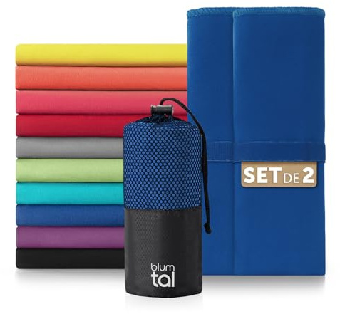 Blumtal Mikrofaser Handtuch leicht & extra saugstark - schnelltrocknende Microfaser Handtücher - optimal als Fitness Handtuch/Strandtuch Mikrofaser/Gym Towel - Reisehandtuch kompakt - Kings Blau