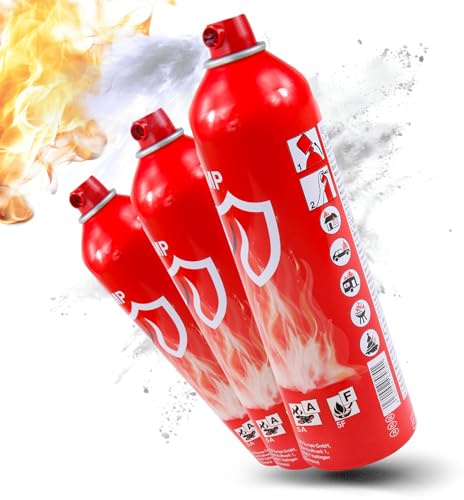 Olymp Feuerlösch Spray 3 Stück | Feuerlöschspray für Küche & Haushalt | Feuerlöscher Spray für Fettbrände | Löschspray für Zuhause | Feuerlöscher Dose Klein & Sicher | Feuerlöscher Wohnmobil