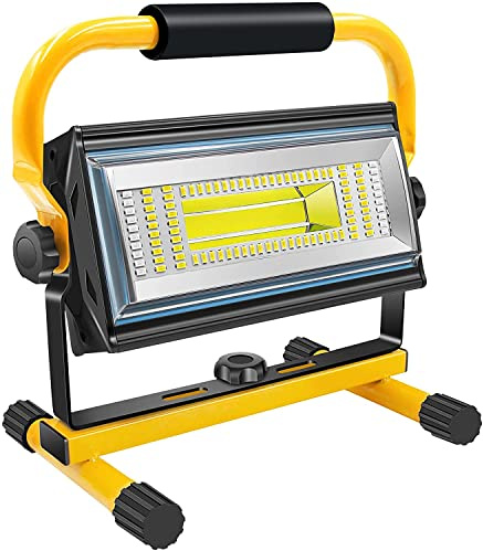 SYLSTAR LED Baustrahler Akku, 80W 7000Lumen LED Strahler Akku Arbeitsleuchte mit 6 Modi, Tragbar Arbeitsscheinwerfer für Werkstatt Baustelle Garage Camping Außen Beleuchtung
