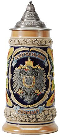 HAUCOZE Bierkrug Mit Deckel Traditioneller Bierseidel Steinkrug Deutschland Wappen Geschenk Für Vater Männer Ehemann Geburtstag 0.6Liter