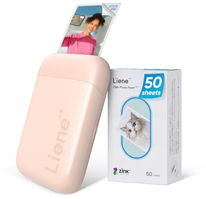 Liene Pearl K100 2x3 Tragbarer Fotodrucker mit 50 Blatt Zink Selbstklebendes Fotopapier, Bluetooth 5.0, Kleiner, für iOS & Android Smartphone, Mini Sofortbilddrucker für iPhone (Rosa)