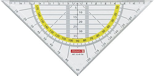 3 Stück Brunnen 1049754 Geometrie-Dreieck/Geodreieck für Schule und Büro 16 cm, glasklar)