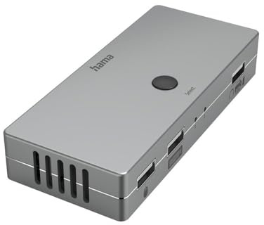 Hama KVM Switch für 2 PCs, Notebooks, Macbooks, Tablets, 4 Ports (KVM Umschalter für z.B. Maus, Tastatur, Drucker, USB Stick, Headset, Festplatte, PC Umschalter Maus Tastatur 3x USB, 1x HDMI)