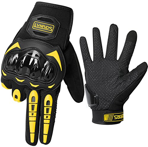 LVNRIDS Motorrad Handschuhe Touchscreen Vollfinger Handschuhe Atmungsaktiv Fahrradhandschuhe Reithandschuhe für Radfahren Airsoft Motorrad Gelb L