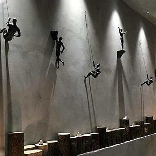 YXRRVING Wanddekoration, Motiv: Klettermann, kreative Harz-Felsen-Dekoration, große Bronze, Abseilen, Männer, Hintergrund, hängende Dekoration, Bungee-Spring-Skulptur, Dekoration, Retro-Figuren