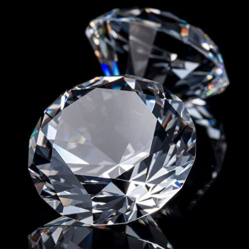 quiodok 30 Stück Deko Diamanten 20mm Klare Kristall Glas Diamant Dekosteine | Decorative Diamonds Glas Deko Diamanten für Hochzeit Gunst Tabelle Mittelstück