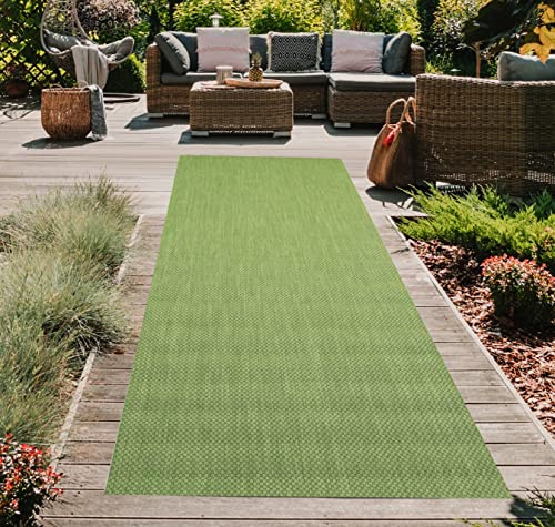 Teppich-Traum In- & Outdoor Teppich Sisal-Optik Uni Grün 80x200 cm | Pflegeleicht, wetterfest, UV-beständig, robust und schmutzabweisend, für Balkon, Terrasse, Garten, Wintergarten & Küche