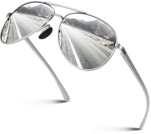 CGID Sonnenbrille Herren Polarisiert Pilotenbrille Al-Mg Metall Rahmen | Ultraleichte Fliegerbrille,UV400 Schutz,CAT3 CE,Fahren,Angeln Reisen,Laufen,Golfen