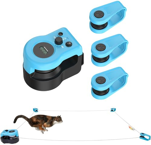 AOKUY Katzenspielzeug für Indoor-Katzen, Laufband, automatisch/ferngesteuertes Katzenspielzeug, einstellbare Geschwindigkeit, simuliertes Katzenjagdspielzeug