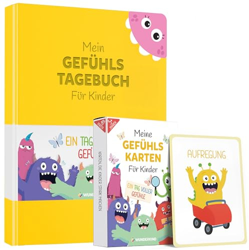 Wunderkind Gefühlstagebuch Kinder 6-12 Jahre | Tagebuch Mädchen und Jungs | Gefühle Buch Kinder | Für ein gutes Gefühl | Dankbarkeitstagebuch für Kinder (Honiggelb Bundle)