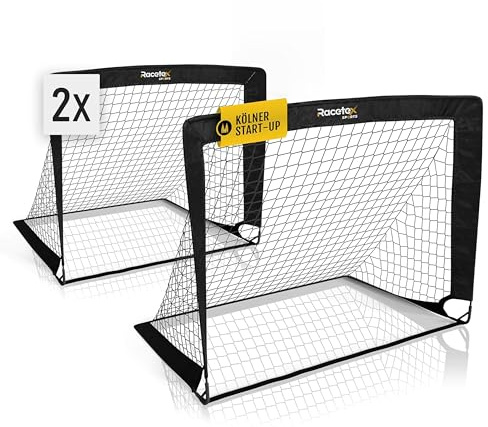 Racetex 2er Fußballtor Kinder Set - Fußball Tore inkl. nützlicher Tasche zum Transportieren - Version mit verstärkten Glasfaserstangen - Fussballtore für den Garten oder Park (Schwarz)