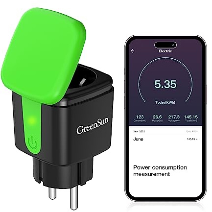 GreenSun WLAN Smart Steckdose Outdoor IP44 Außensteckdose mit Strommessung | Zeitschaltuhr Aussenbereich, Smart Life APP Fernbedienung, kompatibel mit Alexa & Google Home, 16A 2,4GHz