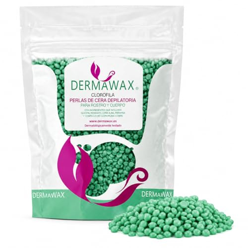Dermawax 1kg Chlorophyll Wachsperlen – Heißwachs für Haarentfernung Gesicht, Augenbrauen, Achseln, Brust, Arme, Rücken, Bikini & Intimbereich – Sanftes Brazilian Waxing Made in Italy