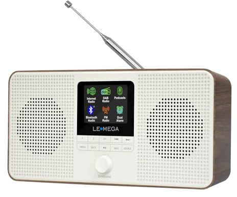LEMEGA IR4 Internetradio,Podcast,Bluetooth,DAB/UKW Stereo,OKTIV App,Walnuss | 60 Senderspeicher, Weckfunktion, Farbdisplay, Netz- oder AA-Batteriebetrieb, echtes 2.0-Stereo, Spotify Connect