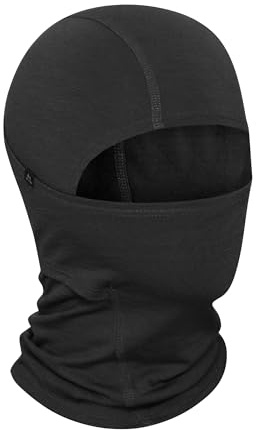 DANISH ENDURANCE 100% Merino Sturmhaube, Leichte Balaklava für kaltes Wetter, Unisex, Herren und Damen, Schwarz, L/XL
