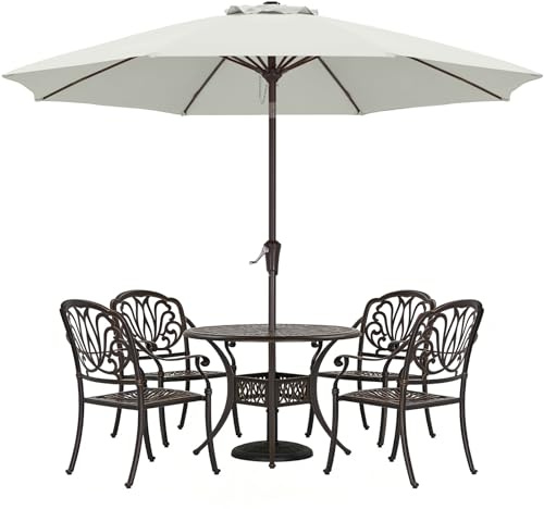 ABCCANOPY Sonnenschirm, UPF 50+ Sonnenschutz, um 30° neigbar, wasserabweisend, für Balkon, Garten, Terrasse, Strand, Hellbeige, 270cm