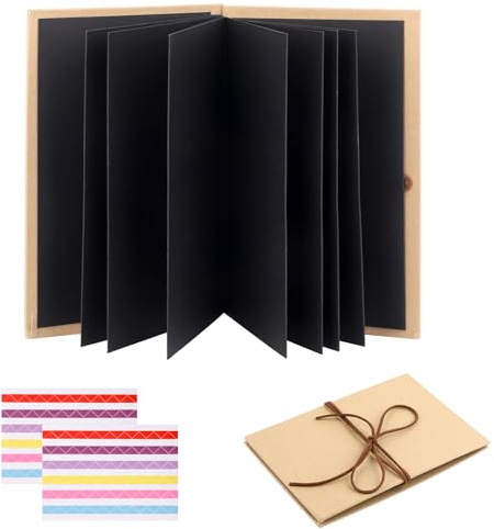 5 Inch Fotoalbum Klein, 17.5x11.5cm Schwarz Kleines Fotobuch zum Selbstgestalten,16-fach(34 Seiten) DIY Scrapbook Memory Book, Kann als Abschluss Geschenk,Hochzeit,Valentinstag,Weihnachten