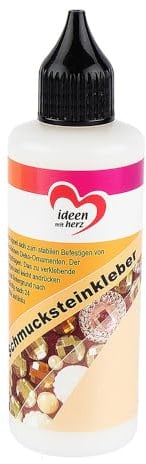 Ideen mit Herz Schmucksteinkleber, 90 ml, transparent, wasserfest, ideal für Textilien