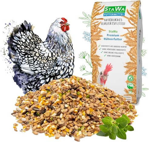 StaWa Premium Hühnerfutter, Geflügelkörnerfutter, ohne Gentechnik, mit Oregano-Öl und Pfefferminz-Öl, 25 kg