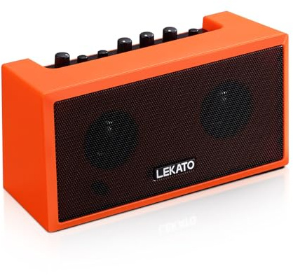 LEKATO Mini-Gitarrenverstärker Kleiner E-Gitarrenverstärker 5W, tragbar, Übungsgitarre Combo-Verstärker (Orange)