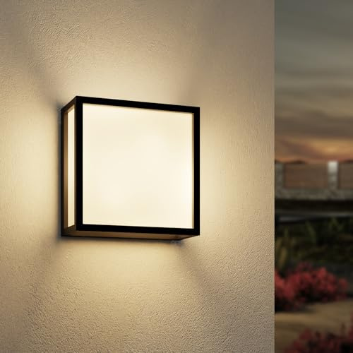 EBION Aussenlampe Wand,Wandleuchte Aussen Wandlampe E27，AußEnlampe,Aluminium + PC Wandlampe,Wandleuchten,Outdoor Wall Sconce,IP65 AußEnleuchte Anthrazit (Ohne Leuchtmittel)