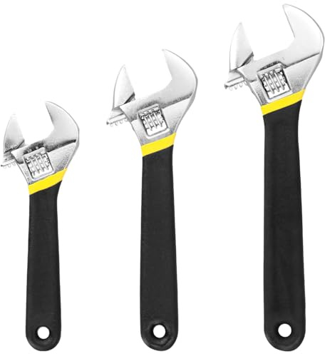 QWORK® 3-Teiliges Verstellbares Rollgabelschlüssel Set (150mm, 200mm, 250mm) - Legierter Stahl, Laserskala, Robuster Einmaulschlüssel -Griffen für Vielseitige Anwendungen