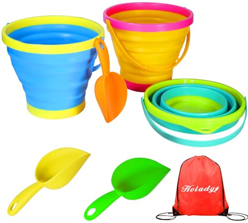 Holady Faltbarer Eimer, Sandeimer und Sandschaufeln, Set für Kinder, Faltbarer Eimer, Mehrzweck-Eimer, für Strand, Campingausrüstung, Wasser- und Futterkrug, Hundenäpfe – 2,5 l