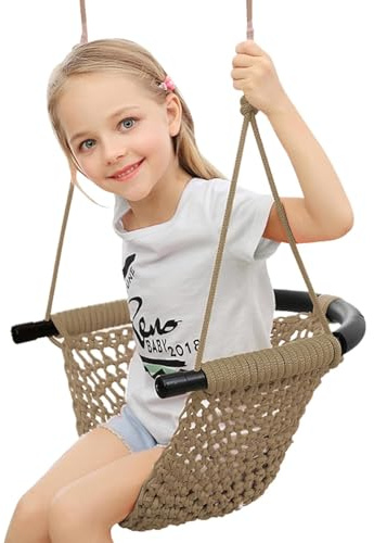 SFITVE Kinderschaukel Outdoor Indoor,Bequem Atmungsaktiv,Höhenverstellbar | Höhenverstellbar Kinder Schaukelsitz, Schaukel für Outdoor, Indoor, Garten, Spielplatz, Hinterhof Khaki