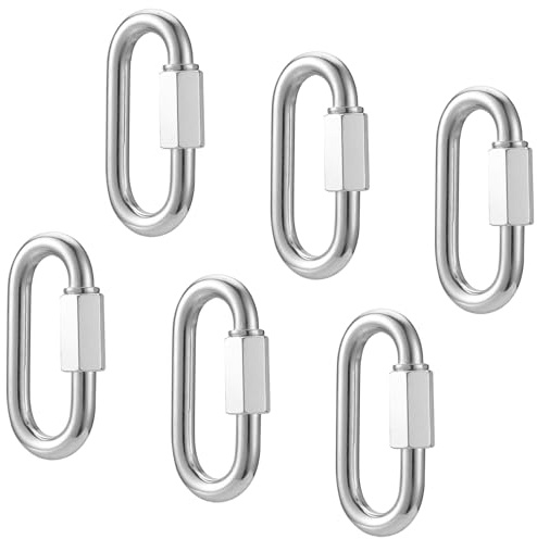HonQiShiMY 6 Stück M8 Karabinerhaken Schwerlast, Karabiner für Outdoor, Carabiner Haken für Schaukel, Schraubkarabiner Schnellkupplung Kette, für Outdoor, Schaukel, Camping und Wandern, Kettenglied