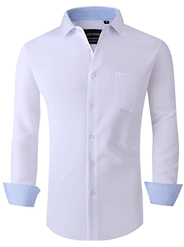Alex Vando Herrenhemden, normale Passform, langärmelig, Stretch, Business-Hemden für Herren, 06 Weiß, XX-Large