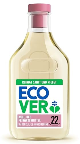 Ecover Flüssigwaschmittel für empfindliche Textilien, Ecover Waschmittel, schont Wolle und Feines, 22 Waschgänge, 1 x 1L