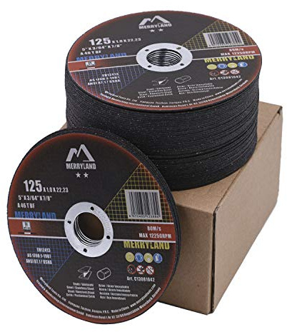 Merryland Trennscheibe 125 Metall Edelstahl Stahl für Winkelschleifer, 125 X 1,0 mm Dünn Flexscheibe Gerade 50 Stück, Craft-Line C13081042-50