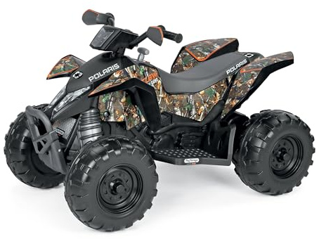 Peg Perego Polaris Outlaw 330 W Camo Elektro-Quad, zum Aufsitzen, für Kinder ab 3 Jahren, Elektrofahrzeug mit 12 V Akku, Multifunktions-Armaturenbrett, Musik, Licht und Sound