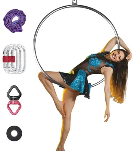 PRIORMAN Lyra Hoop Aerial Hoop Set mit Aufhängung Hardware Single Edelstahl Hoop Circus Hoop Great for Dancing Studio, Aerial Fitness